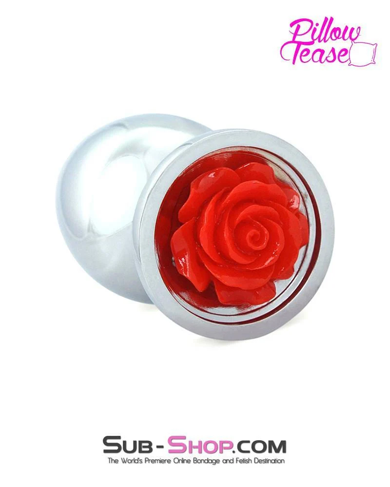 0493E Large Red Rose Base Chrome Anal Plug - MEGA Deal - Image 4