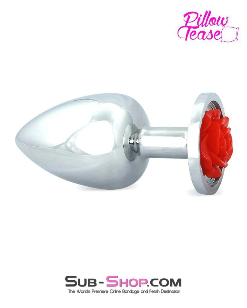0493E Large Red Rose Base Chrome Anal Plug - MEGA Deal - Image 6