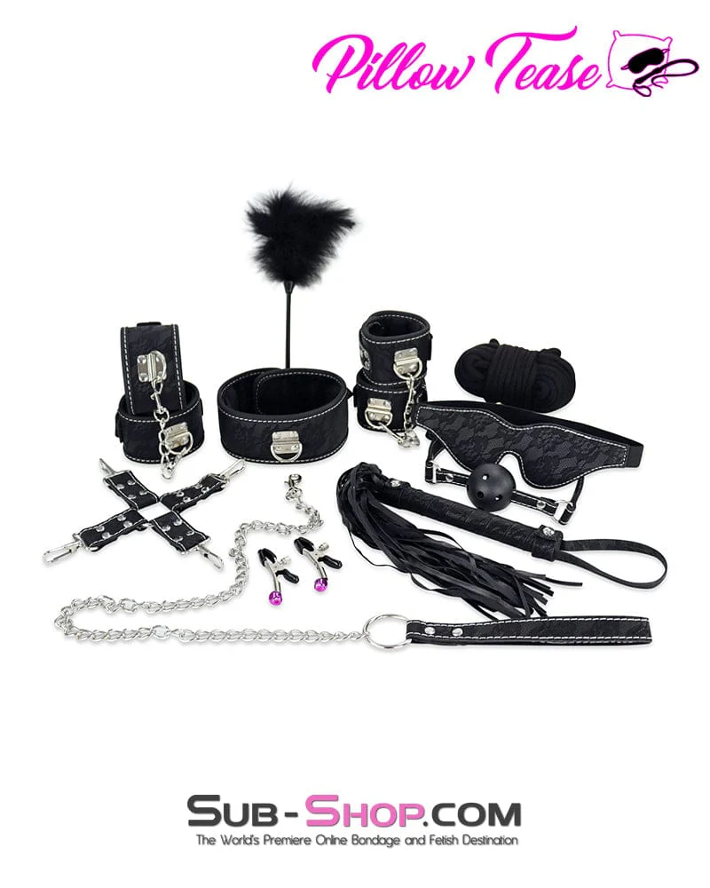 8928DL Leatherette and Lace 10 Piece Complete Bondage Kit - Image 2