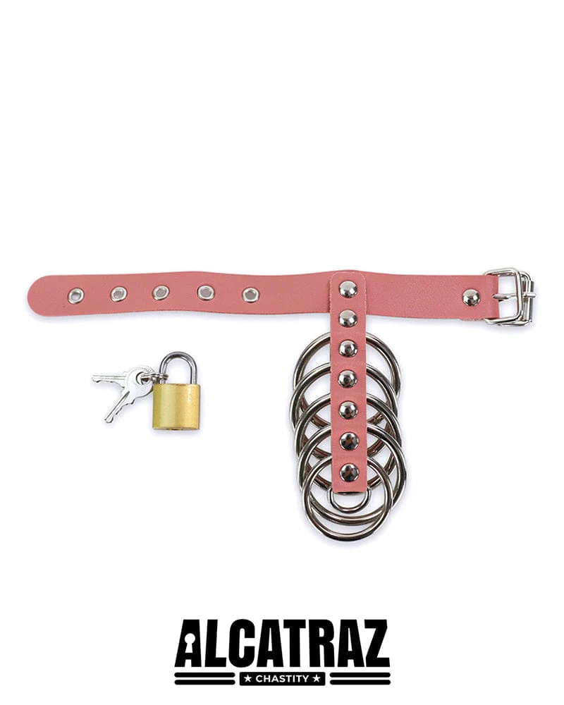 0574DL Light Pink 5 Gates Of Hell with Locking Buckling Cock Ring - Image 2