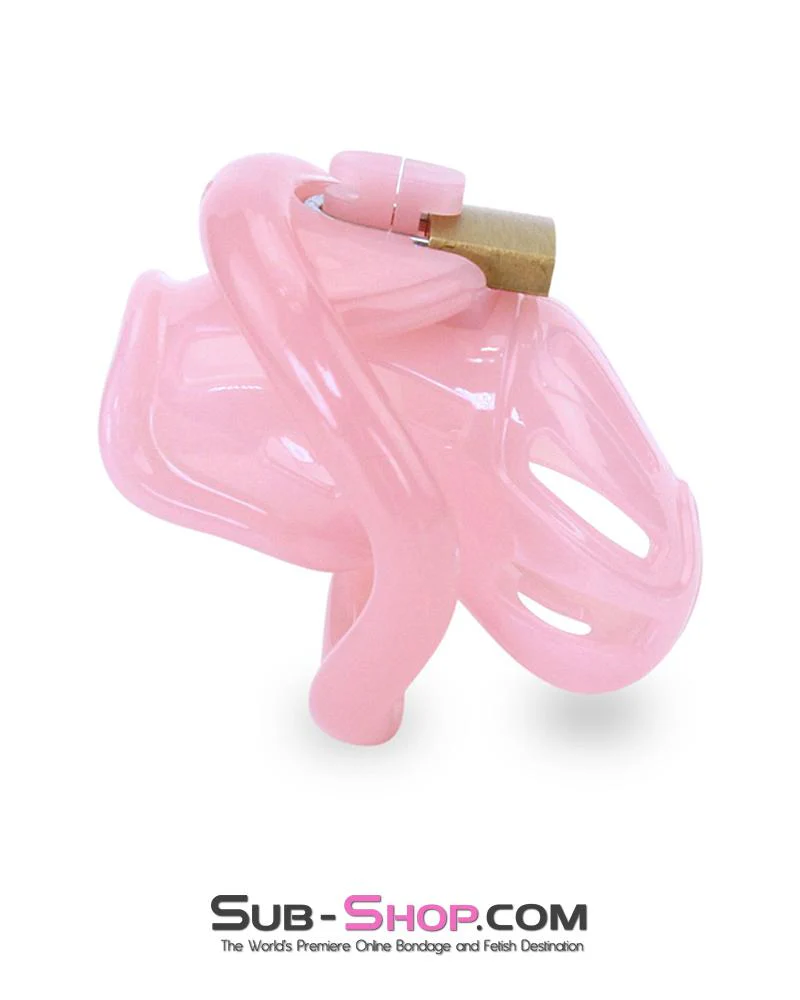 1557AR Little Prison Bitch Pink Jailhouse Cock Locking Male Chastity Cage - Image 4