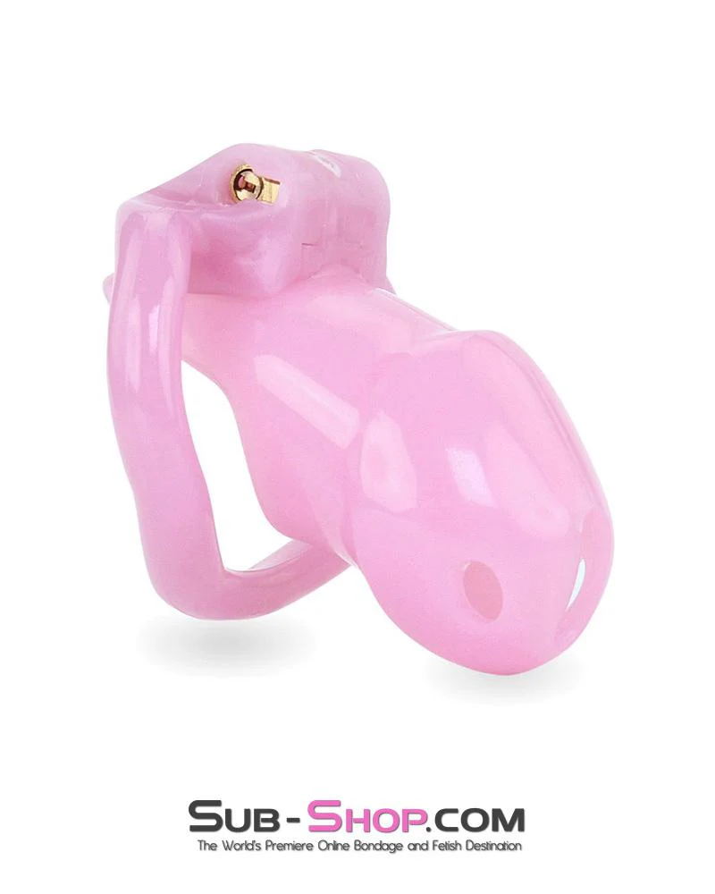 3744AE <b>BOGO!</b> Little Sissy Bitch Short High Security Keyed Tumbler Locking Male Chastity with 4 Base Cock Ring Sizes