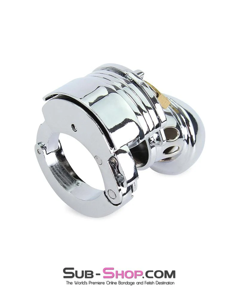 7889M      Locked Away Steel Locking Chastity With 3 Length Spacers and 5 Cock Cuff Size Positions - Image 5