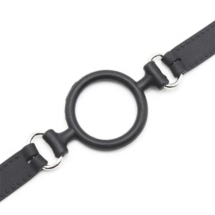 0806M   Locking 2” Wide Black Silicone Comfort Ring Gag - Image 12