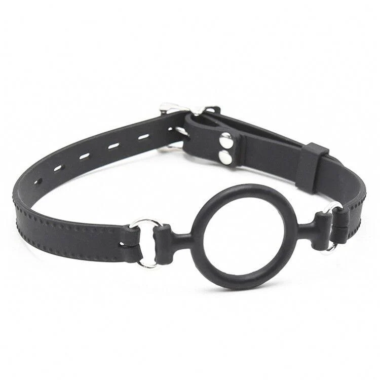 0806M   Locking 2” Wide Black Silicone Comfort Ring Gag - Image 4