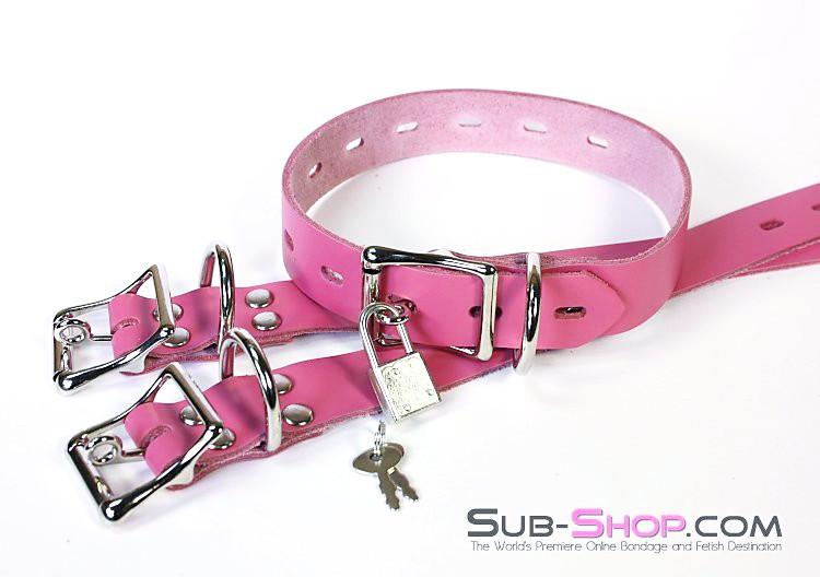 4787A-SIS Locking Feminization Sissy Chastity Pretty Pink Sissy Leather Bondage Straps - 4 Sizes! - Image 2