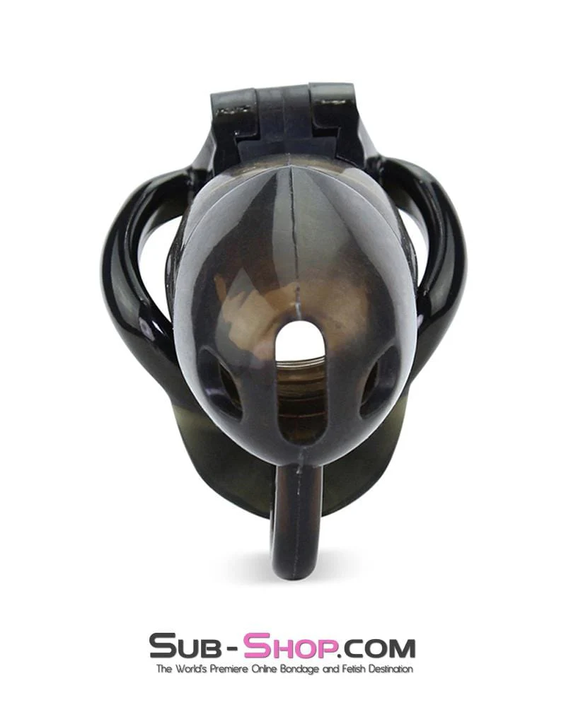 1335AR      Long Black Cock Blocker Silicone Locking Male Chastity with Ball Divider - Image 4