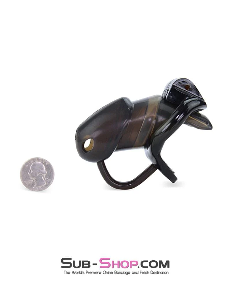 1335AR      Long Black Cock Blocker Silicone Locking Male Chastity with Ball Divider - Image 5