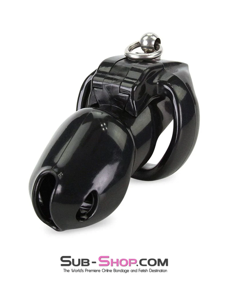 6893M Long Black Cock Cage with Lead Ring and Medium Cock Cuff Ring