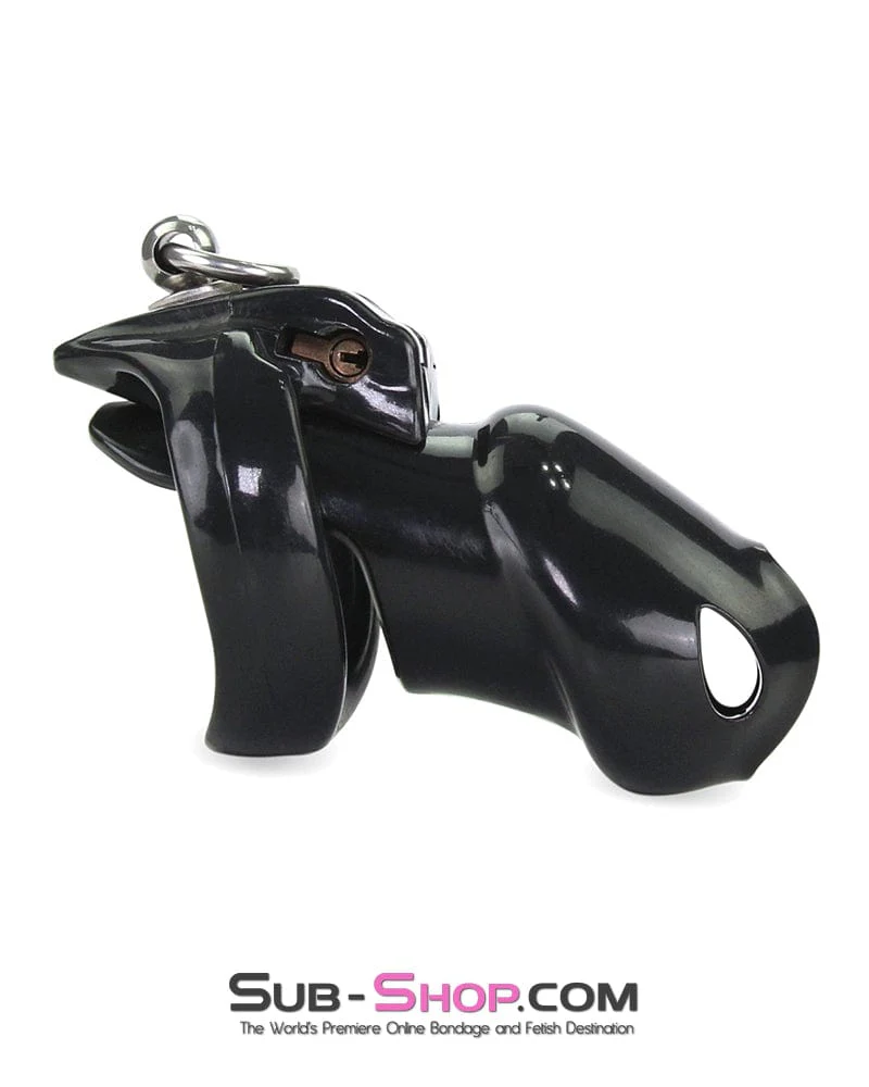 6893M Long Black Cock Cage with Lead Ring and Medium Cock Cuff Ring - Image 3