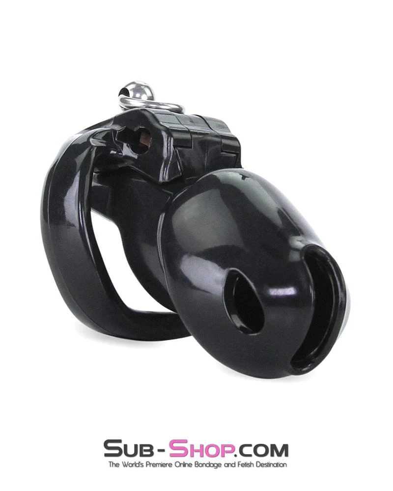 6893M Long Black Cock Cage with Lead Ring and Medium Cock Cuff Ring - Image 4