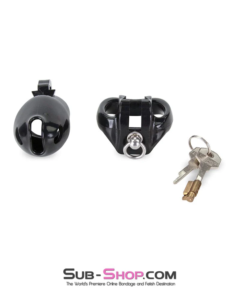 6893M Long Black Cock Cage with Lead Ring and Medium Cock Cuff Ring - Image 9