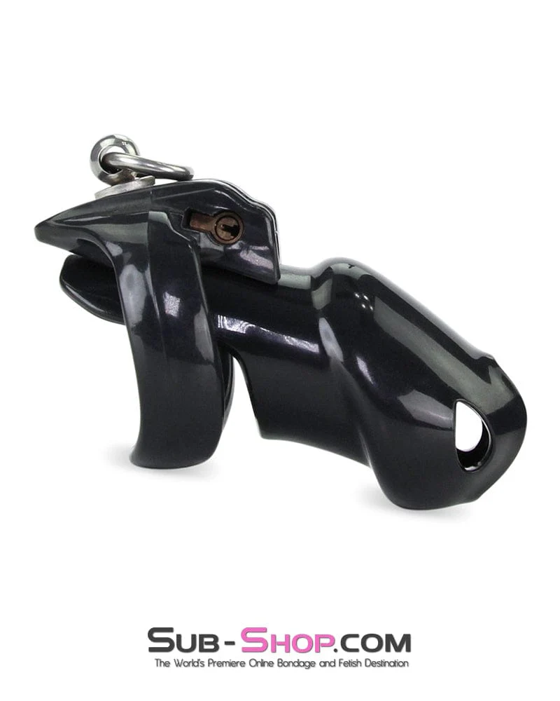 6763M Long Black Cock Cage with Lead Ring and Small Cock Cuff Ring - Image 4