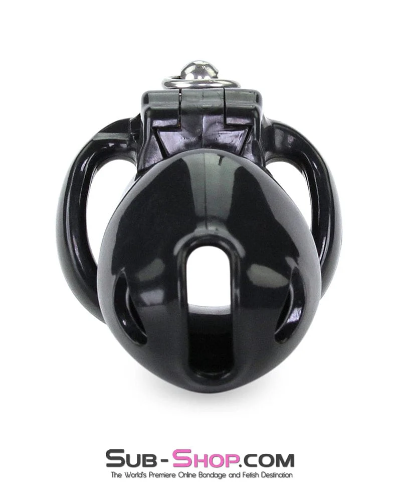 6763M Long Black Cock Cage with Lead Ring and Small Cock Cuff Ring - Image 5
