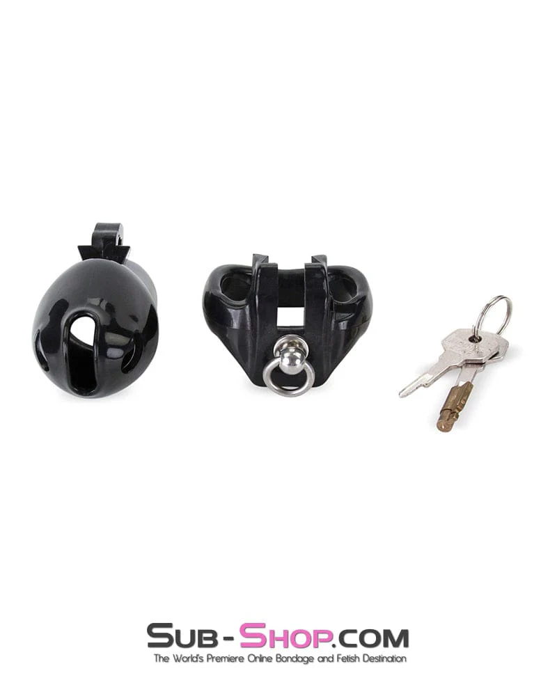 6763M Long Black Cock Cage with Lead Ring and Small Cock Cuff Ring - Image 7
