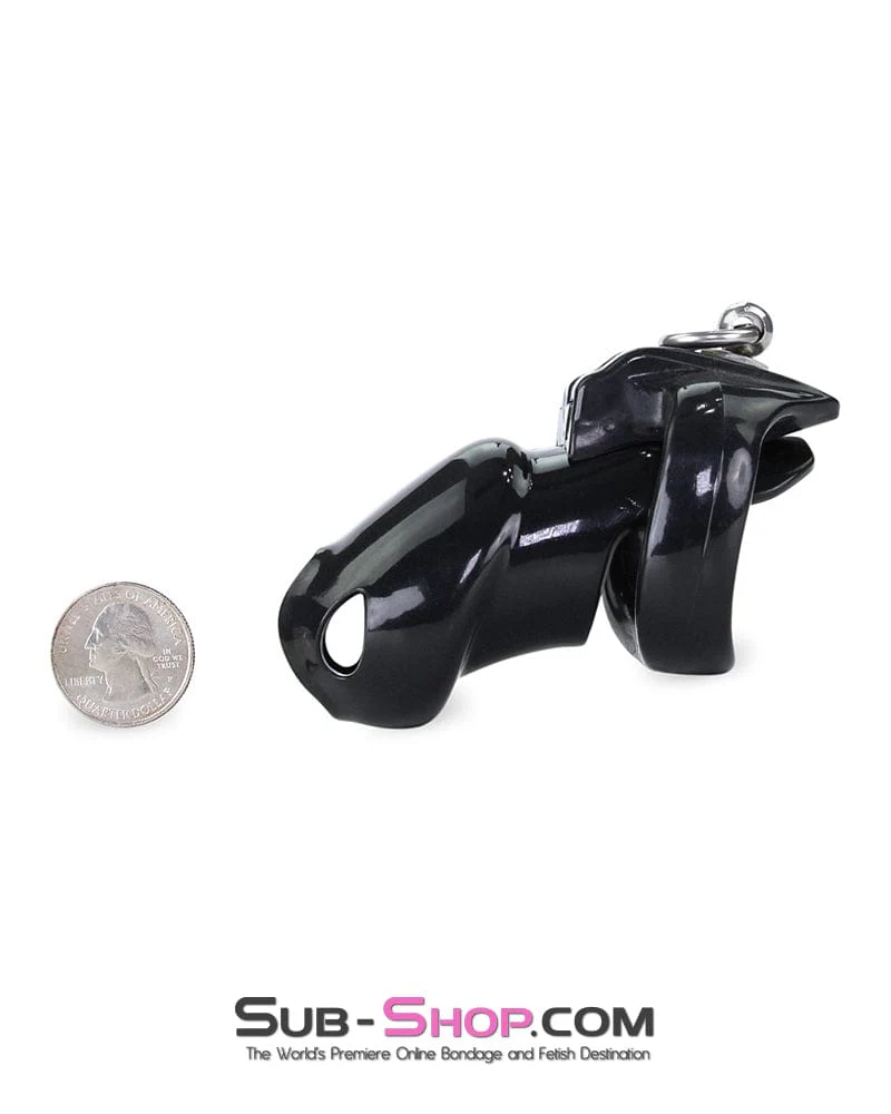 6763M Long Black Cock Cage with Lead Ring and Small Cock Cuff Ring - Image 8