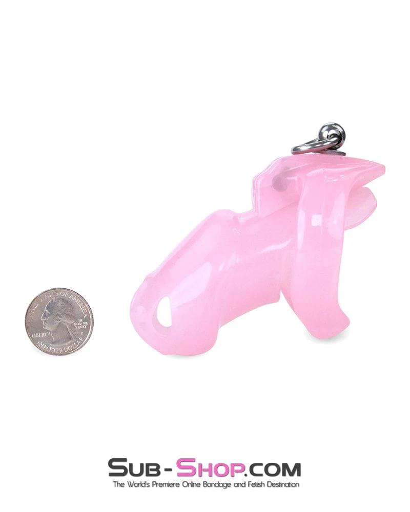 7186M      Long Pink Cock Cage with Lead Ring and Large Cock Cuff Ring - Image 10
