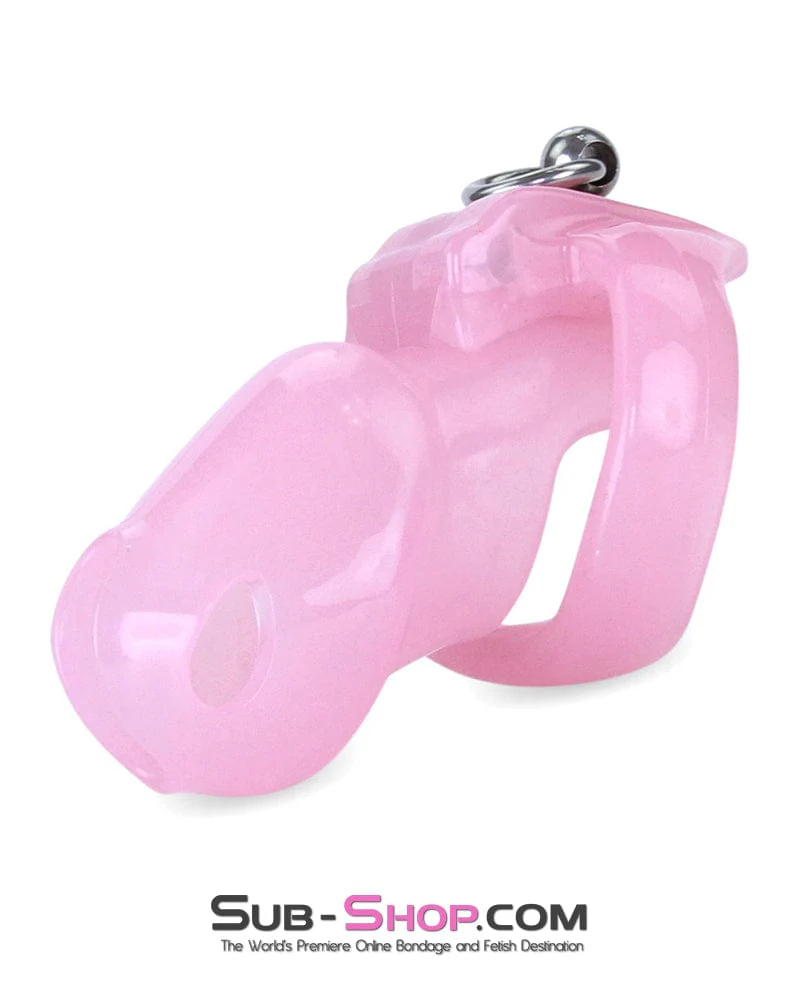 7141M Long Pink Cock Cage with Lead Ring and Medium Cock Cuff Ring - Image 4