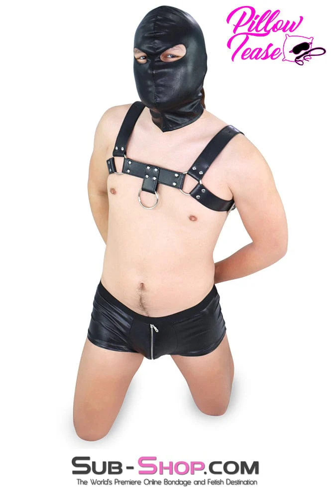 0389DL Man's Bondage Chest Harness with Front Lead Ring - Image 9