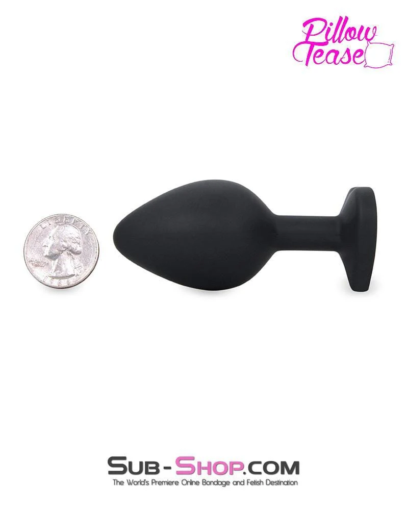 7383M      Medium Black Silicone Butt Plug with Diamond Heart Gem 🔥 FINAL CLEARANCE – Last Chance! - Image 4