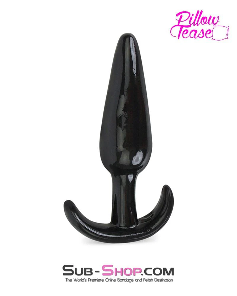 0350E Medium Black Slim Jelly Anal Plug