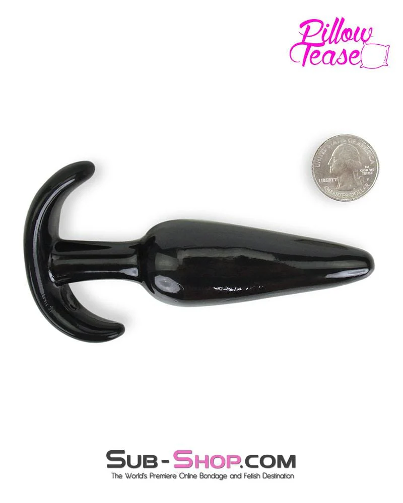 0350E Medium Black Slim Jelly Anal Plug - Image 3