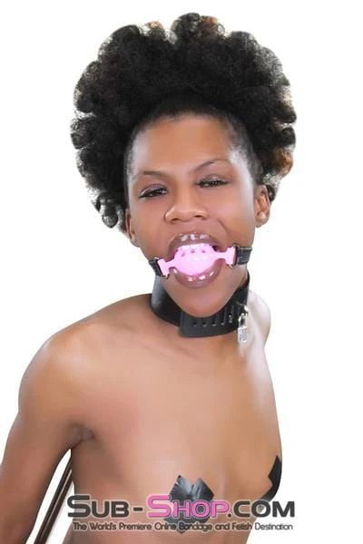 3846RS      Medium Pink Silicone Breather Ball Gag on Locking Black Strap - Image 2