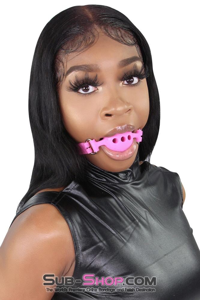 9806M      Medium Pink Silicone Locking Breather Ball Gag - Image 2