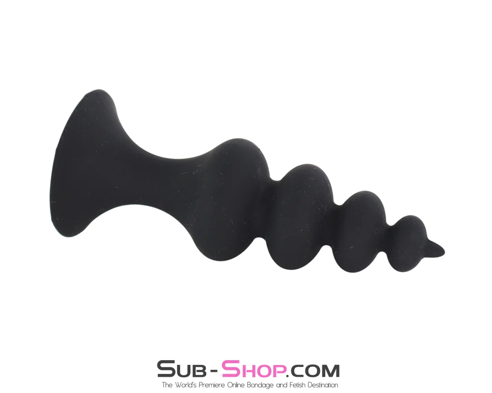 9817M      Mega Ripple Black Silicone Butt Plug - Image 3