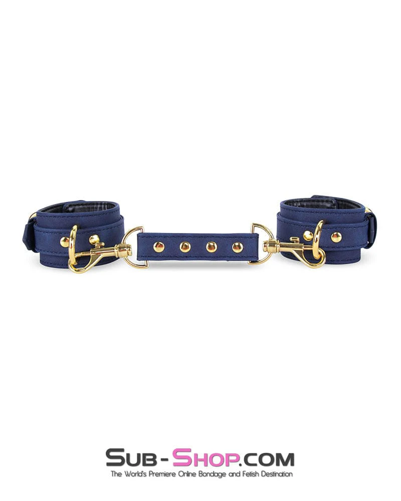 2109M Midnight Blue Padded Supple Wrist Bondage Cuffs - Image 4