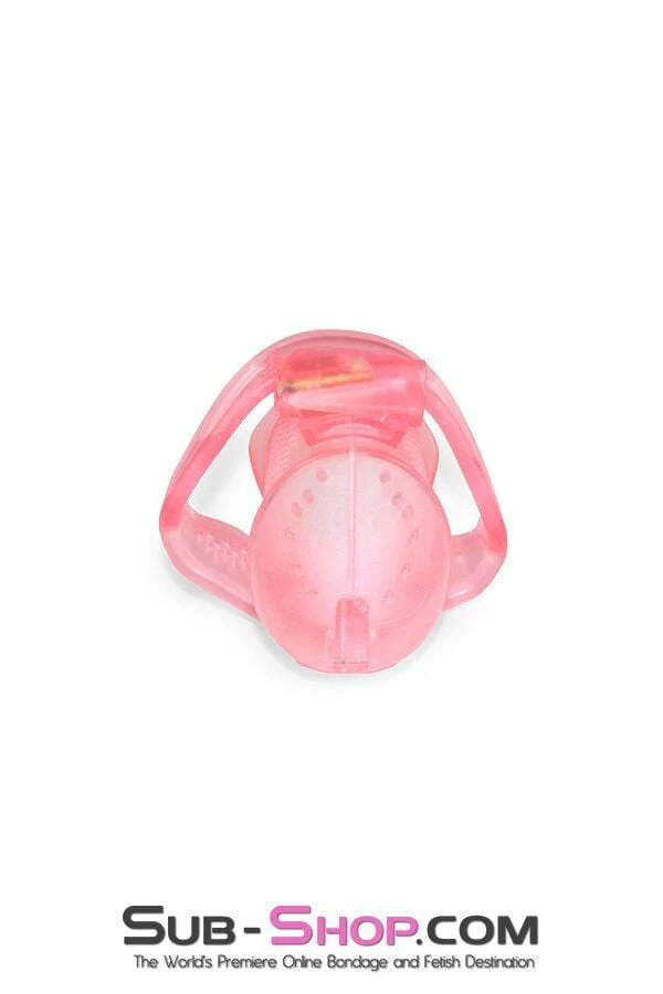 2461RS Mistress’s Little Sissy Slave Short Pink High Security Pin Tumbler Ventilated Male Chastity Device with Numbered Plastic Locks - Image 17