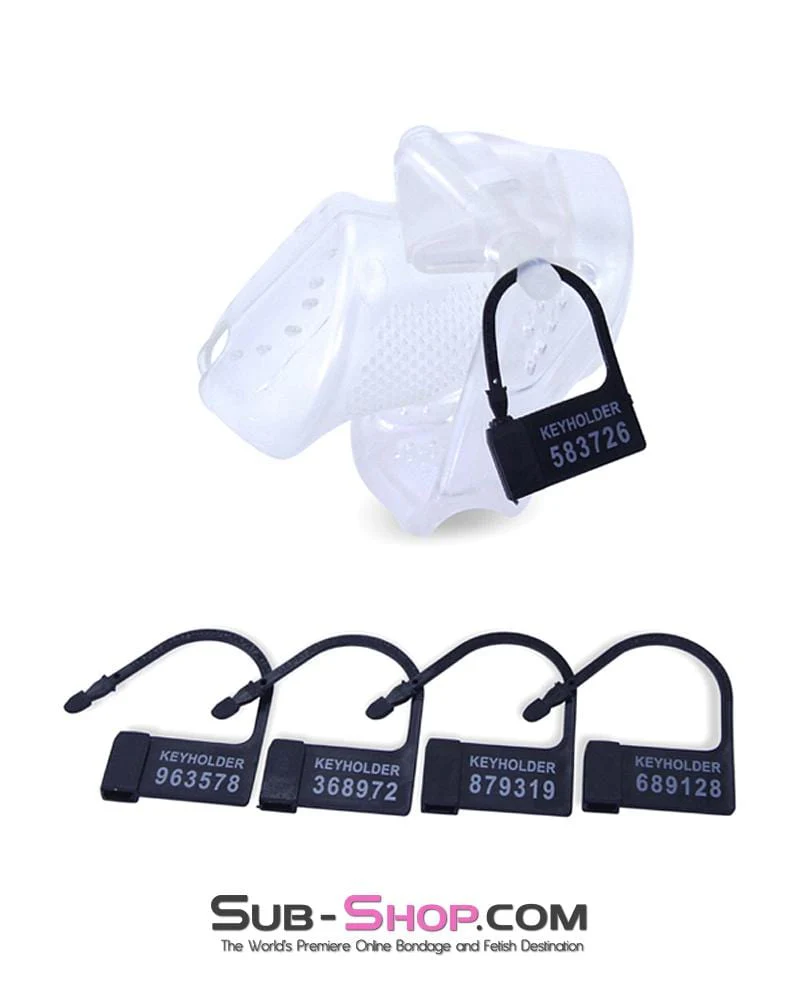 1305AR Mistresses Little Slave Short Clear High Security Ventilated Locking Male Chastity Device - Image 5