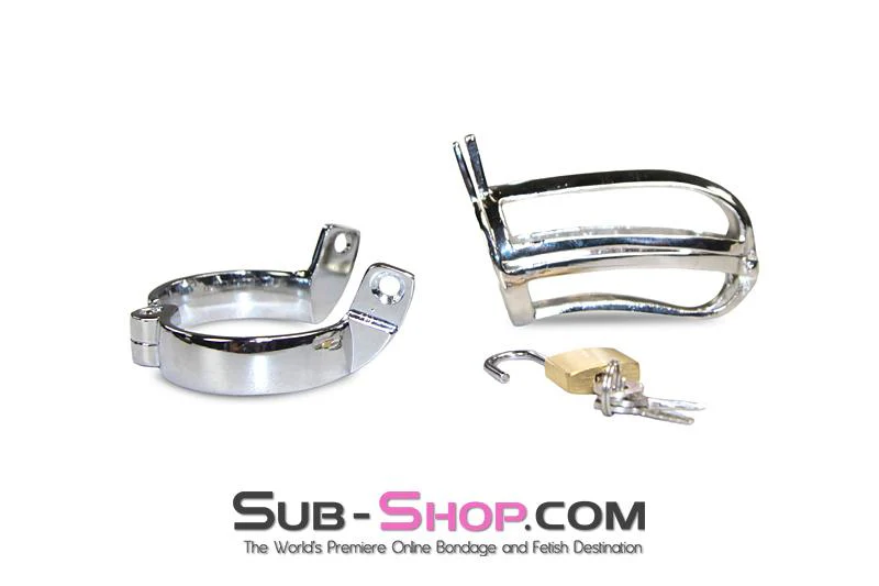 2540M Mistresses Pleasure Hinged Locking Steel Cock and Ball Chastity - Image 11