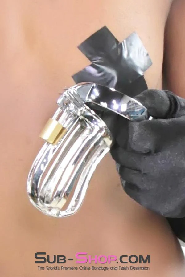 2540M Mistresses Pleasure Hinged Locking Steel Cock and Ball Chastity - Image 6