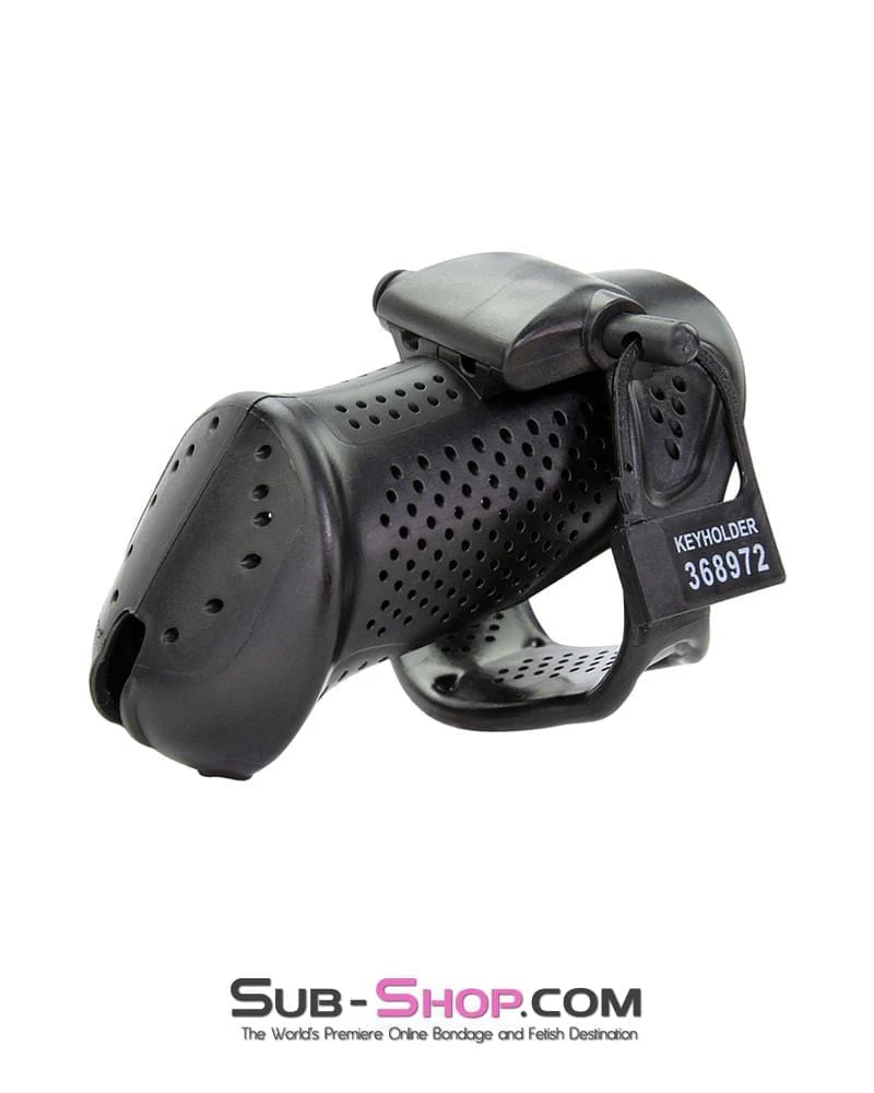 1304AR Mistresses Slave Black High Security Ventilated Locking Male Chastity Device - Image 7