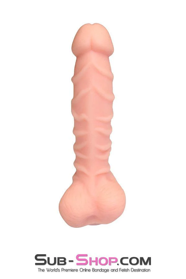 3747M Nearly 9” Realistic & Ribbed Suction Cup Dildo, Flesh - Image 5