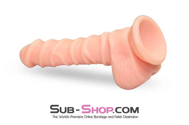 3747M Nearly 9” Realistic & Ribbed Suction Cup Dildo, Flesh - Image 6