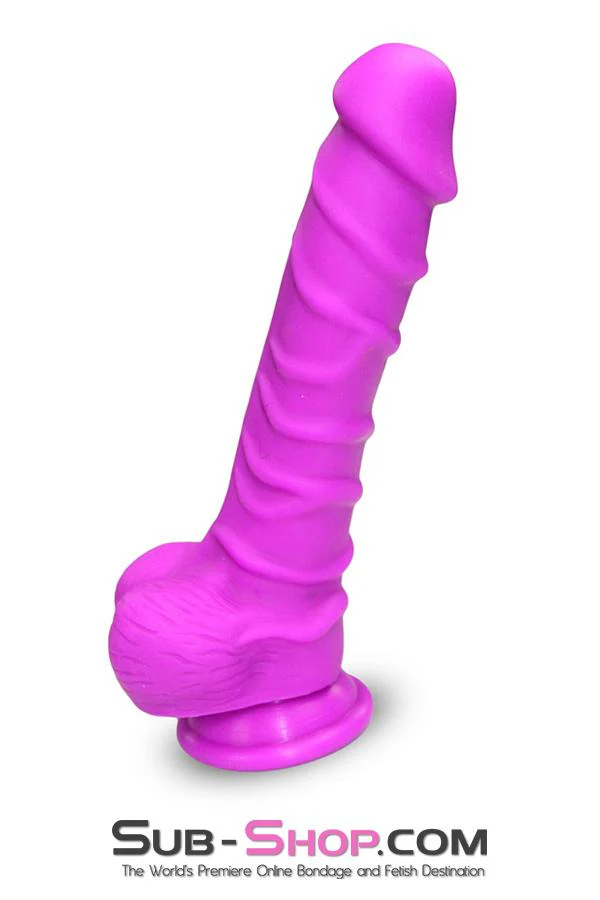 3750M Nearly 9” Realistic & Ribbed Suction Cup Dildo, Passion Purple