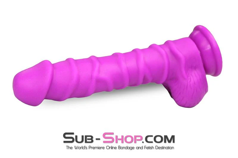 3750M Nearly 9” Realistic & Ribbed Suction Cup Dildo, Passion Purple - Image 2
