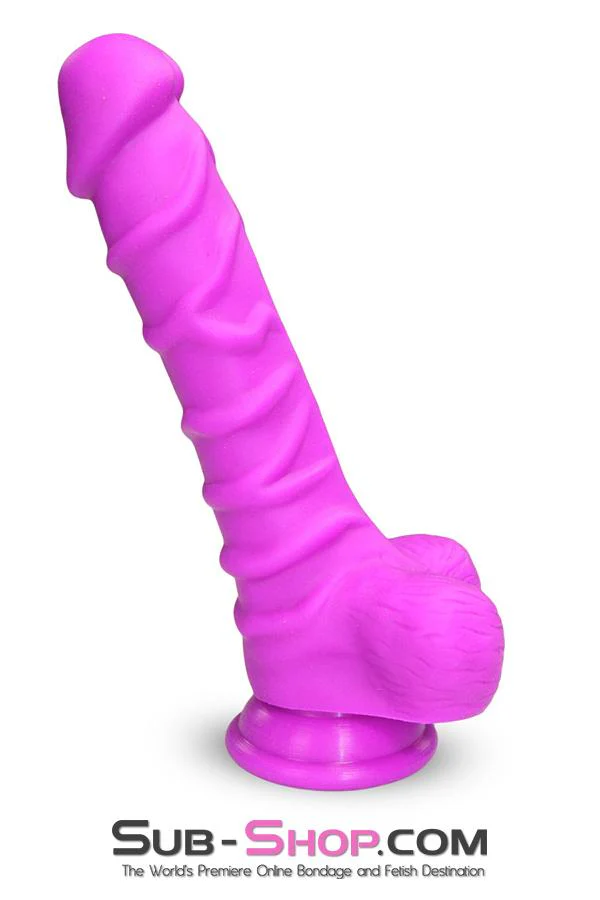3750M Nearly 9” Realistic & Ribbed Suction Cup Dildo, Passion Purple - Image 3