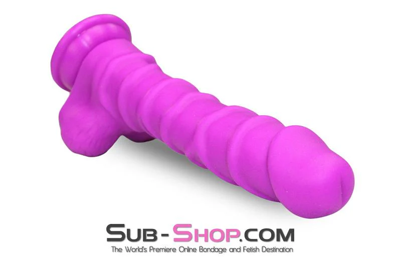 3750M Nearly 9” Realistic & Ribbed Suction Cup Dildo, Passion Purple - Image 4