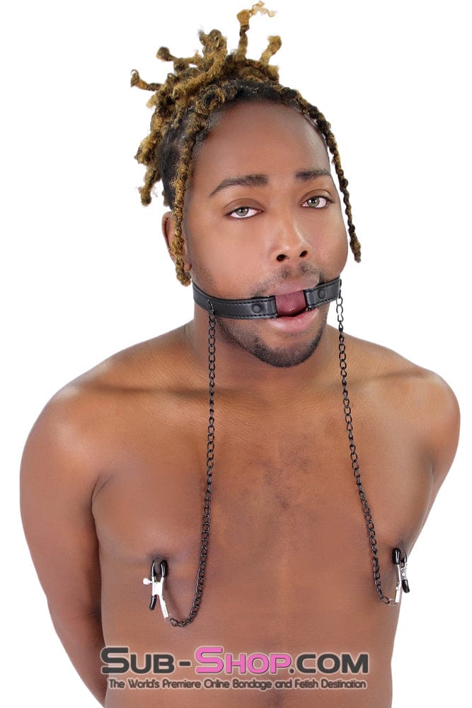 2258MQ-SIS Oh-My Pretty Mistress Sessions Sissy Slave Ring Gag with Black Wicked Nipple Clamps Set - Image 14