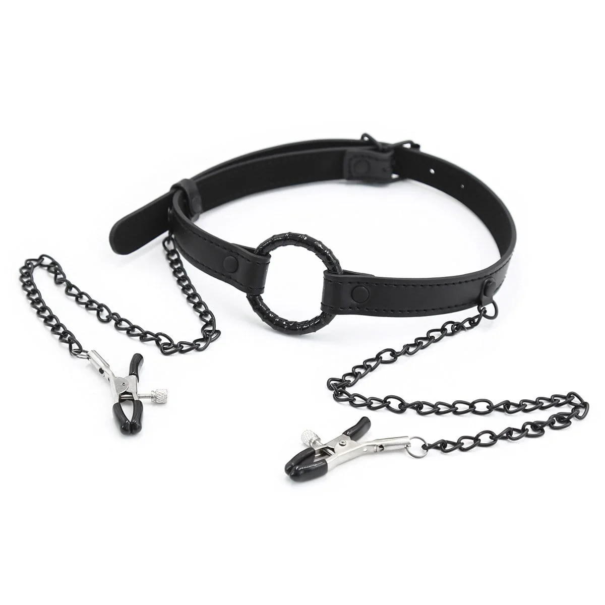 2258MQ-SIS Oh-My Pretty Mistress Sessions Sissy Slave Ring Gag with Black Wicked Nipple Clamps Set - Image 15