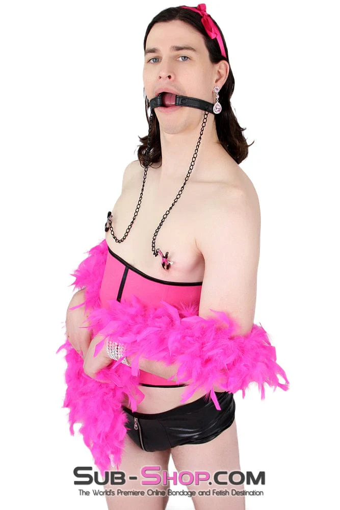 2258MQ-SIS Oh-My Pretty Mistress Sessions Sissy Slave Ring Gag with Black Wicked Nipple Clamps Set - Image 7
