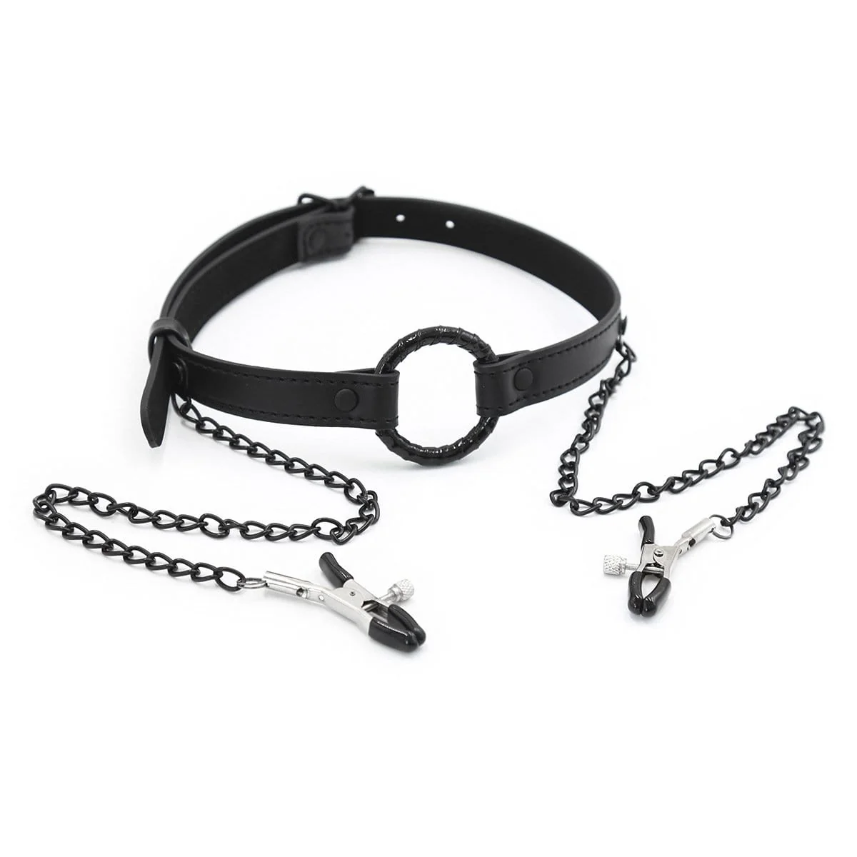 2258MQ-SIS Oh-My Pretty Mistress Sessions Sissy Slave Ring Gag with Black Wicked Nipple Clamps Set - Image 8