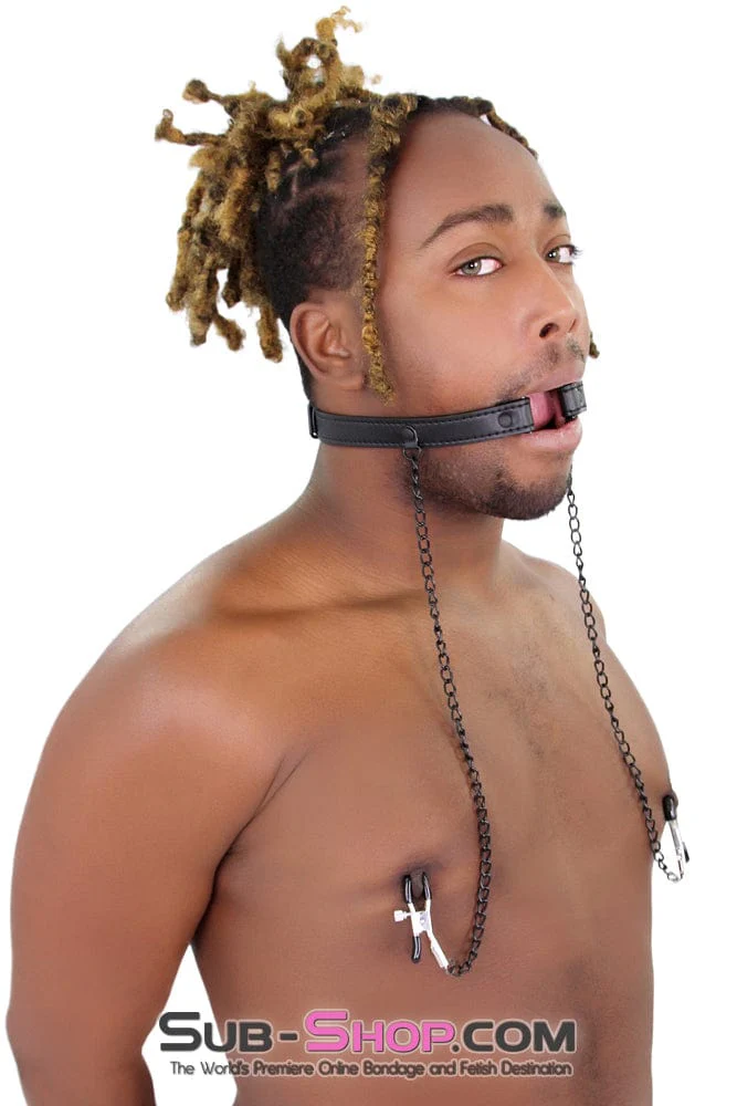 2258MQ-SIS Oh-My Pretty Mistress Sessions Sissy Slave Ring Gag with Black Wicked Nipple Clamps Set - Image 9