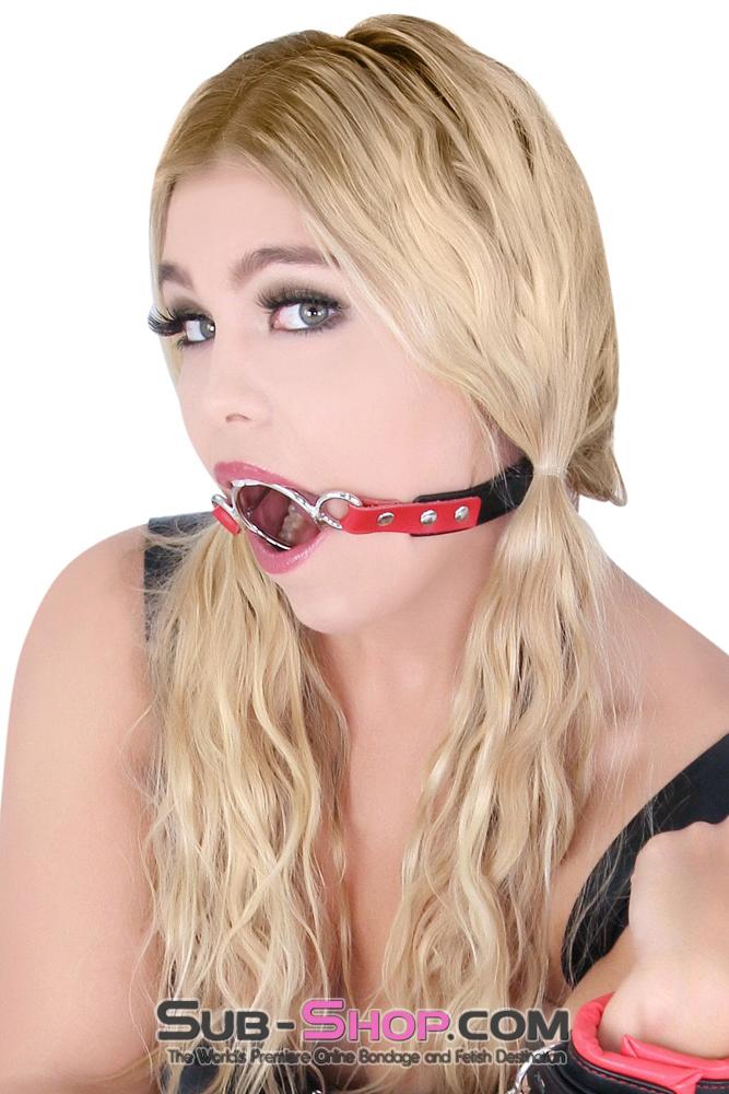 8982MQ Open Mouth Ring Gag with Tongue Depressor, Black and Red - Image 10