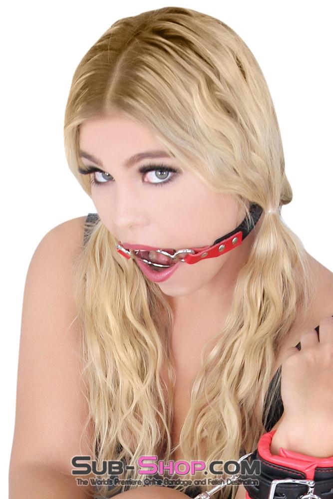8982MQ Open Mouth Ring Gag with Tongue Depressor, Black and Red - Image 8