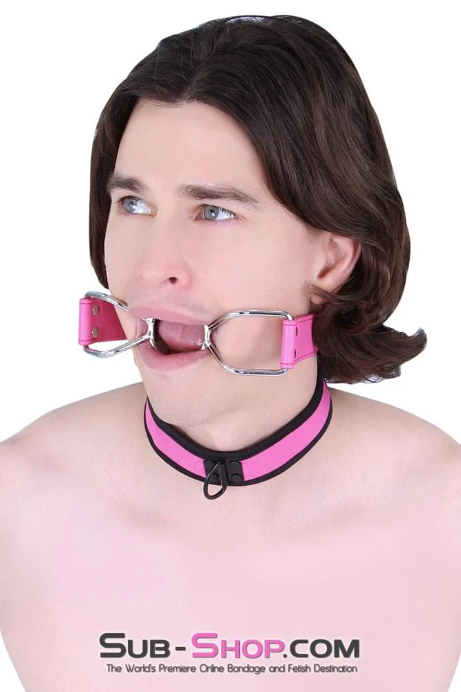 8912MQ-SIS Open Wide My Pretty Sissy Boi Hot BDSM Training Pink Open Mouth Ring Gag - Image 3