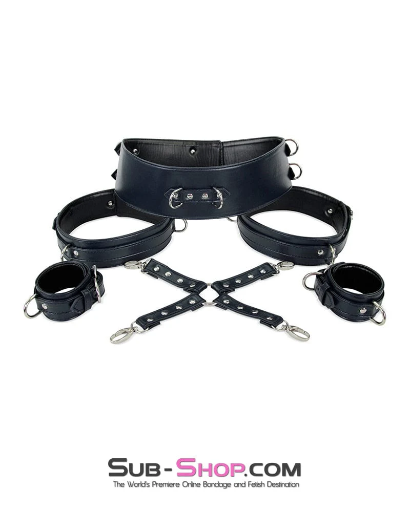 9947M Padded Bondage Belt, Thigh Cuffs, Wrist Cuffs and Connector Strap Full Bondage Set - Image 2